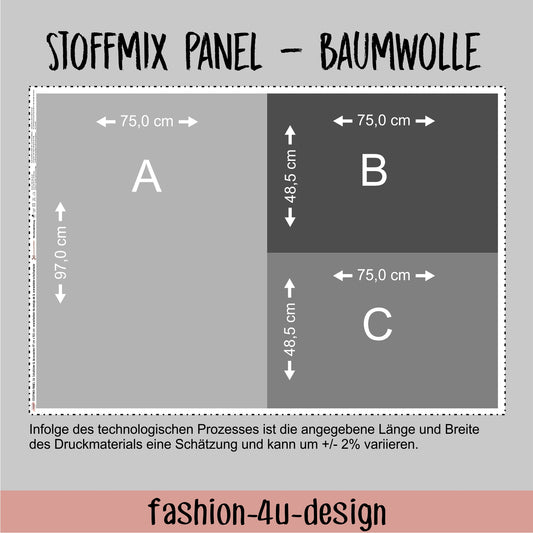 Stoffmix PANEL: Robot Stripes (97 cm x 150 cm) - perfekt für Schultüten & Accessoires zur Einschulung | Roboter, Streifen, Linien