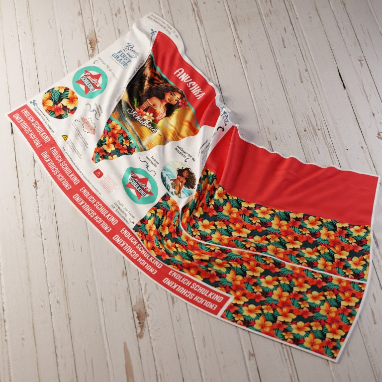 404 Schultüte/Zuckertüte: Hawaii Mädchen am Strand - Baumwoll-Panel zum selber nähen oder fix&fertig genäht - DIY Näh-Set 70 cm