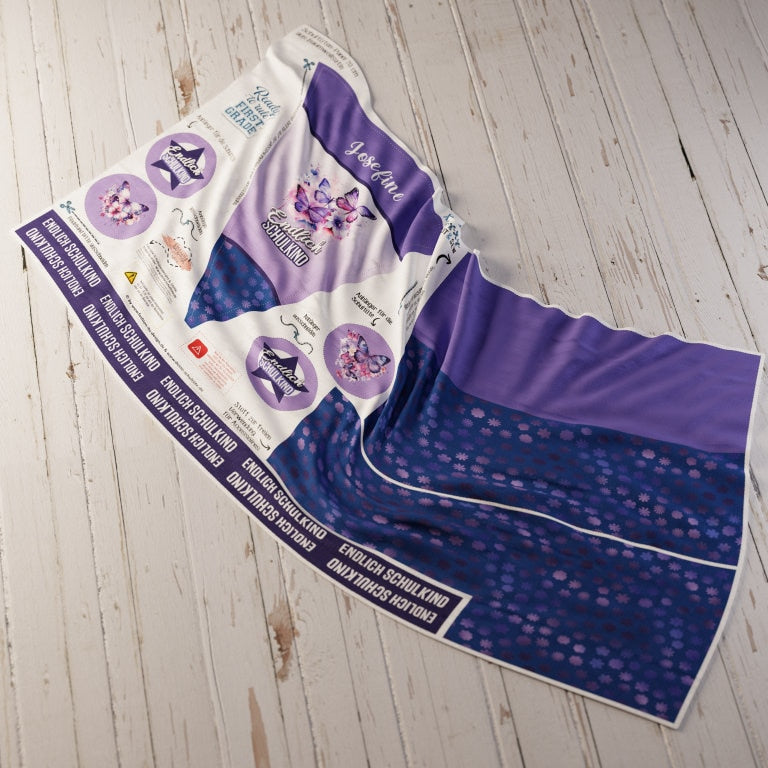 107 Schultüte/Zuckertüte: Schmetterlinge lila - Baumwoll-Panel zum selber nähen oder fix&fertig genäht - DIY Näh-Set 70 cm