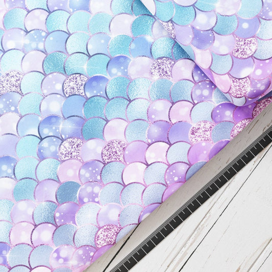 Baumwollsatin: Meerjungfrau Schuppen Glitzer 7 - perfekt für Schultüten, Accessoires zur Einschulung - Schuppen, Mermaid, Ocean