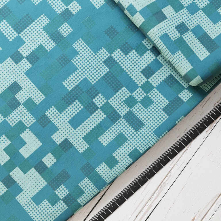 Baumwollsatin: Dschungelwürfel - perfekt für Schultüten, Accessoires zur Einschulung - Cubes, Würfel, Grün, Türkis, Wald