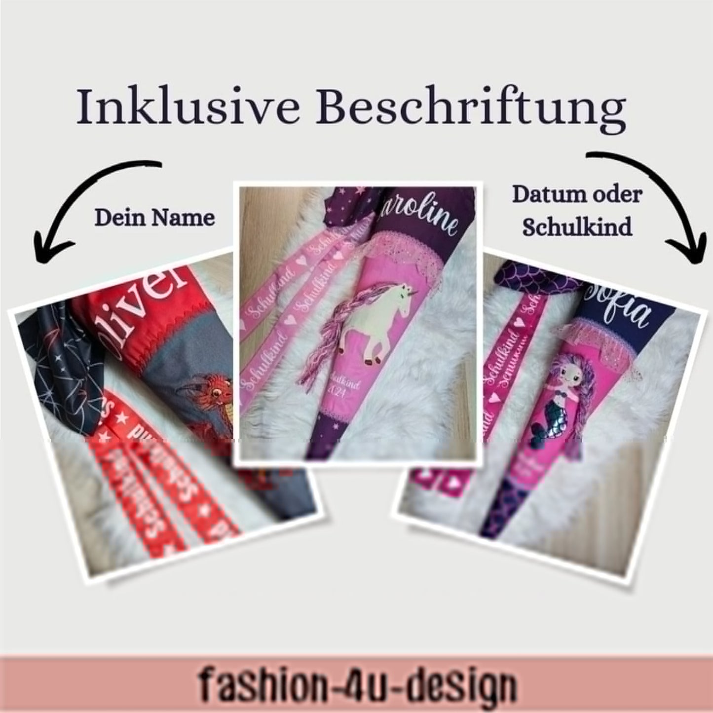 Schultüte mit Applikation / Stickerei / Stickmotiv - 70cm - Fußballjunge auf Dark with Stripes - ST138