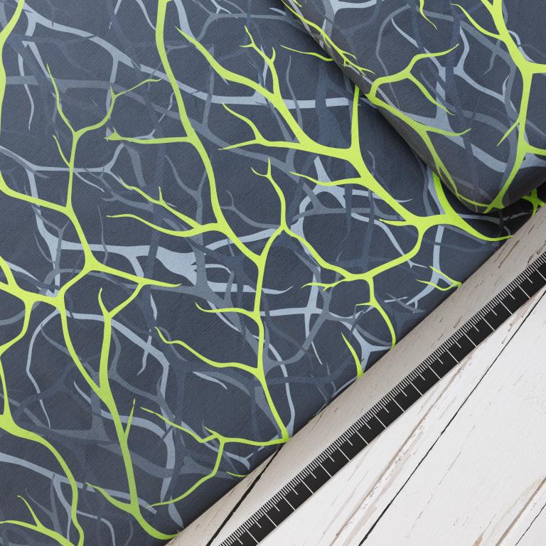 Baumwollsatin: Grüne Wurzeln - perfekt für Schultüten, Accessoires zur Einschulung - Dschungel, Lianen, Grün, Panther, Wurzelwerk, Raubkatze