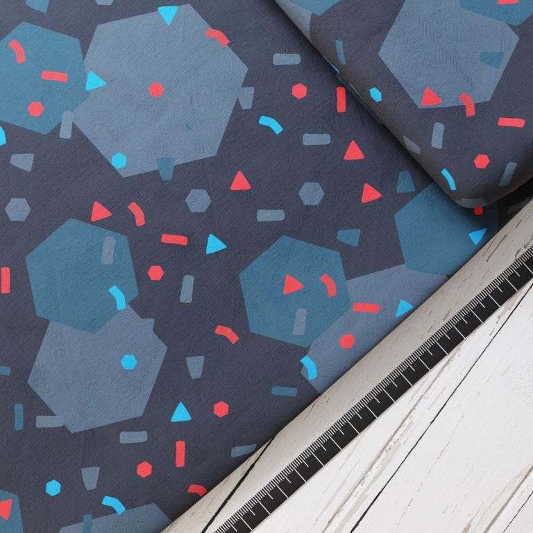 Baumwollsatin: Rotblaues Feld - perfekt für Schultüten, Accessoires zur Einschulung - Abstrakt, Traktor, Landwirtschaft, Trecker, Erde