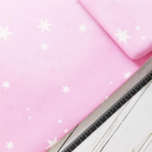 Baumwollsatin: Sterne Rosa - perfekt für Schultüten, Accessoires zur Einschulung - Prinzessin, Zauberei, Fee, Magie, Einhorn, Pferd