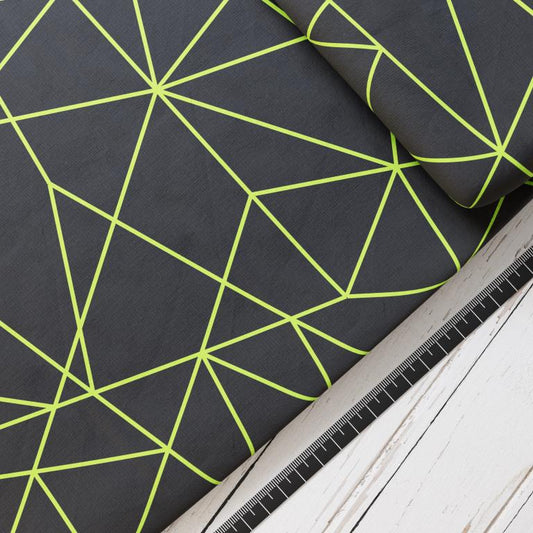 Baumwollsatin: Vernetzung Grün Schwarz - perfekt für Schultüten, Accessoires zur Einschulung - Linien, Race, Rennwagen, Sportauto, Gewinner