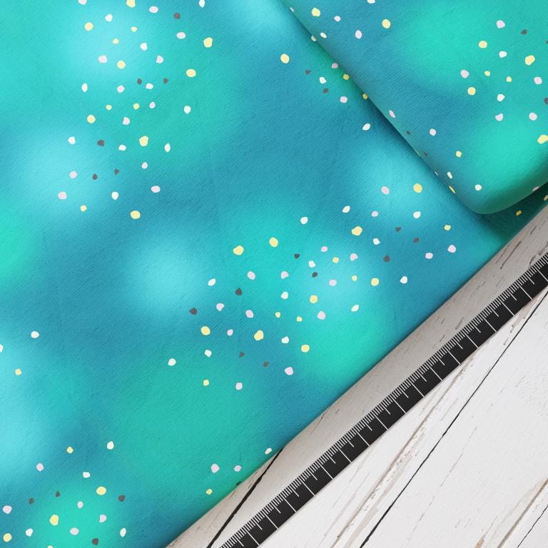 Baumwollsatin: Freiheit Türkis - perfekt für Schultüten, Accessoires zur Einschulung - Hund, Labrador, Haustier, Husky, Punkte, Blau