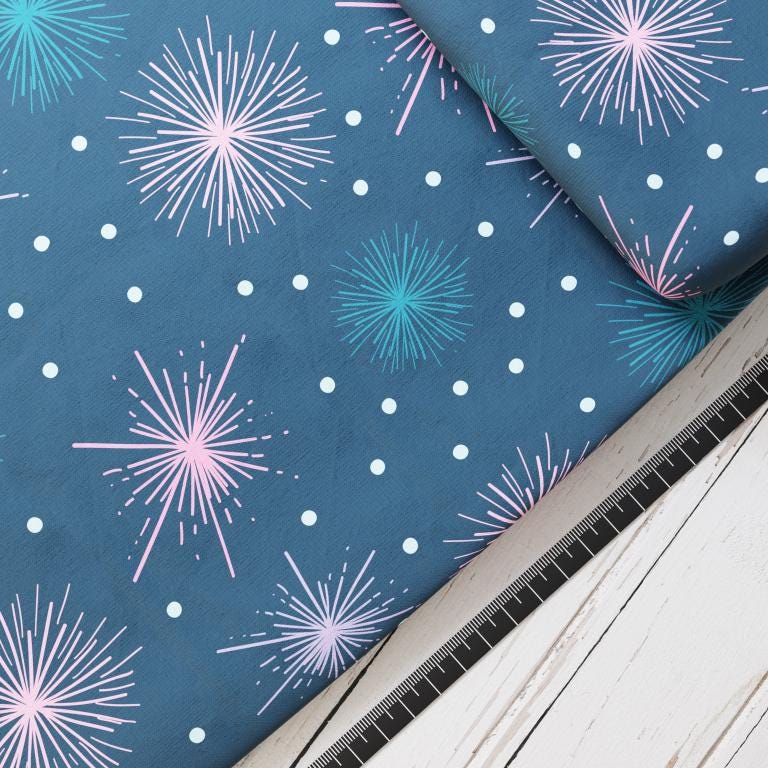 Baumwollsatin: Unterwasser Feuerwerk - perfekt für Schultüten, Accessoires zur Einschulung - Unterwasser, Seestern, Qualle, Mermaid, Anemone