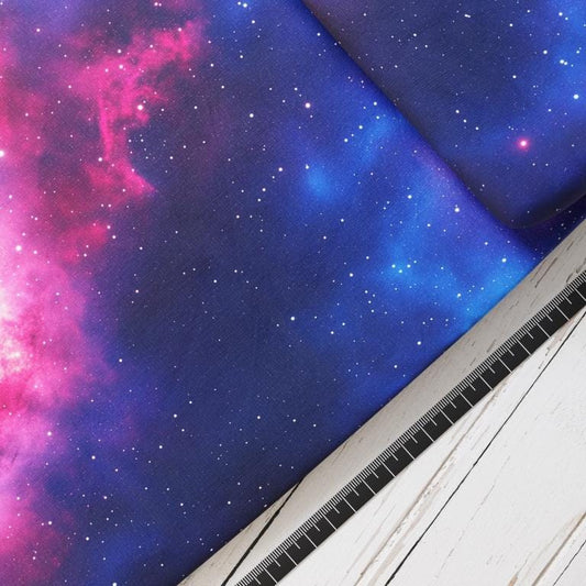 Baumwollsatin: Fantasie Weltall - perfekt für Schultüten, Accessoires zur Einschulung - Universum, Galaxy, Pink, Blau, Ninja, Kämpfer