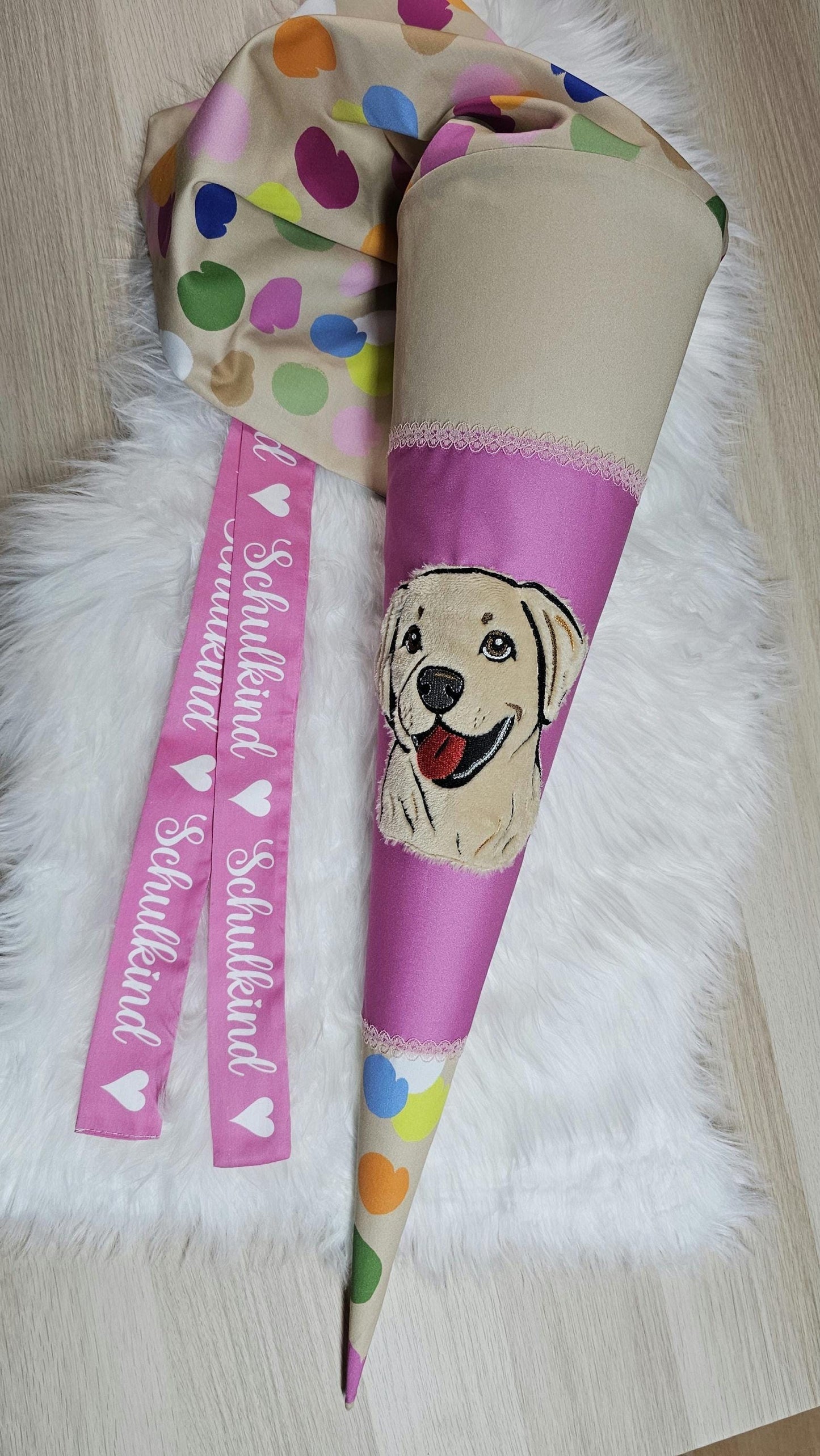 Schultüte mit Applikation / Stickerei / Stickmotiv - 70cm - Hund auf Ökosystem 2025 - ST132