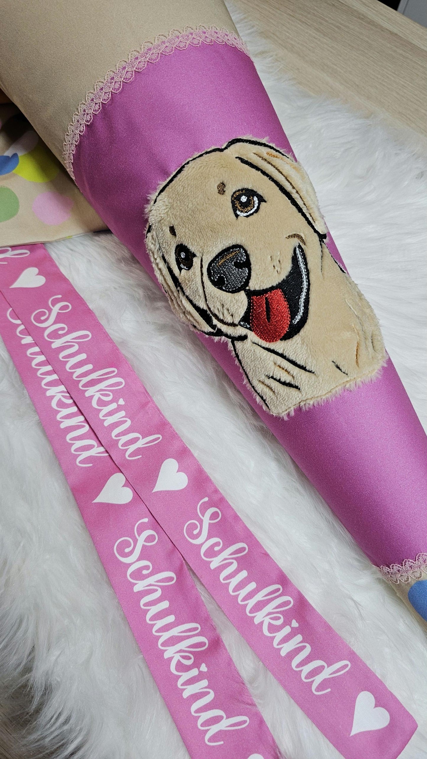 Schultüte mit Applikation / Stickerei / Stickmotiv - 70cm - Hund auf Ökosystem 2025 - ST132