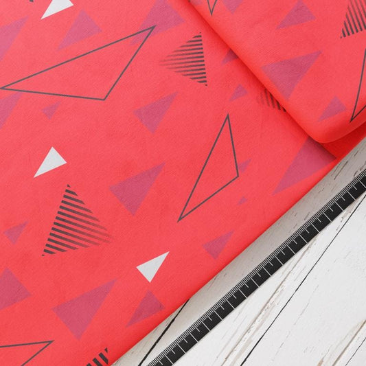 Baumwollsatin: Red Mission - perfekt für Schultüten, Accessoires zur Einschulung - Ninja, Rot, Kämpfer, Dreiecke