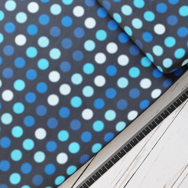 Baumwollsatin: Große Blaue Punkte - perfekt für Schultüten, Accessoires zur Einschulung - Roboter, Blitze, Zukunft, Blau, Kreis