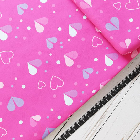 Baumwollsatin: Herzenohren Pink - perfekt für Schultüten, Accessoires zur Einschulung - Herz, Pink, Hase, Liebe