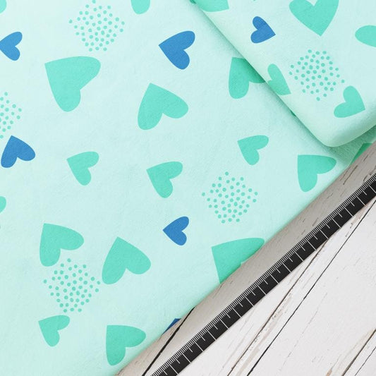Baumwollsatin: Türkise Herzen - perfekt für Schultüten, Accessoires zur Einschulung - Pferde, Pony, Reitstall,Pferdeliebe