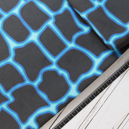 Baumwollsatin: Shockwave Blue - perfekt für Schultüten, Accessoires zur Einschulung - Dino, Lava, Drache, T-Rex