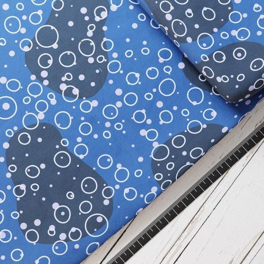 Baumwollsatin: Blubberblau - perfekt für Schultüten, Accessoires zur Einschulung - Delfin, Fisch, Meerjungfrau, Meer, Hai