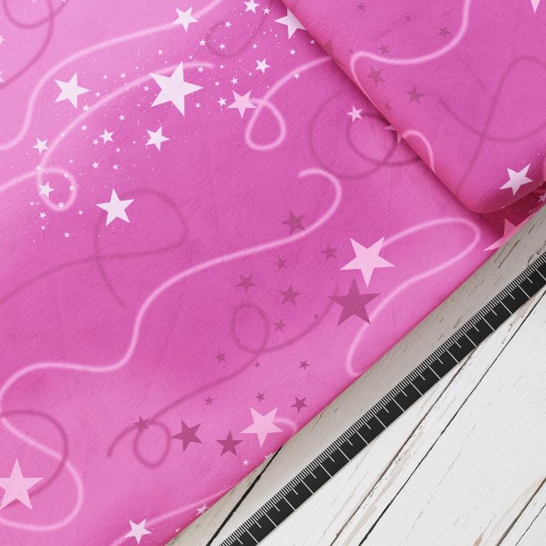 Baumwollsatin: Sternenfreunde - perfekt für Schultüten, Accessoires zur Einschulung - Einhorn, Sterne, Pferd, Pink, Pony, Pferdeliebe
