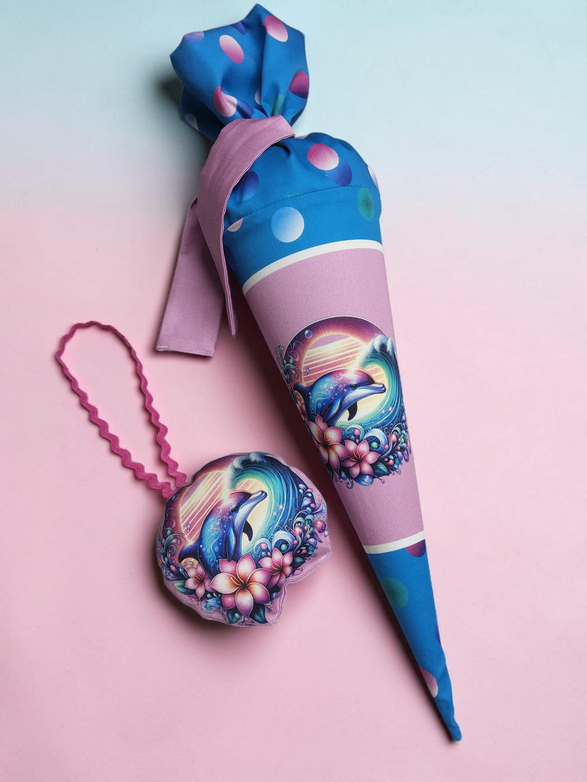 Sofortkauf 35cm: Kindergartentüte / Geschwistertüte inkl. Rohling 35 cm - "Delfin" - wie abgebildet
