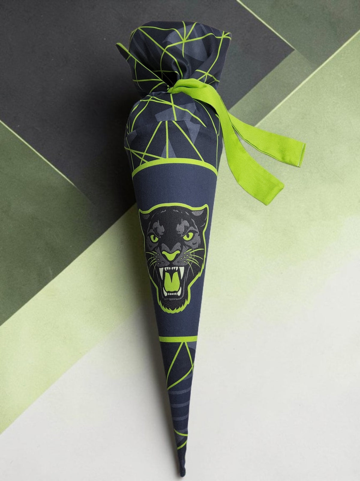 Sofortkauf 35cm: Kindergartentüte / Geschwistertüte inkl. Rohling 35 cm - "Dark with Stripes, Panther" - wie abgebildet
