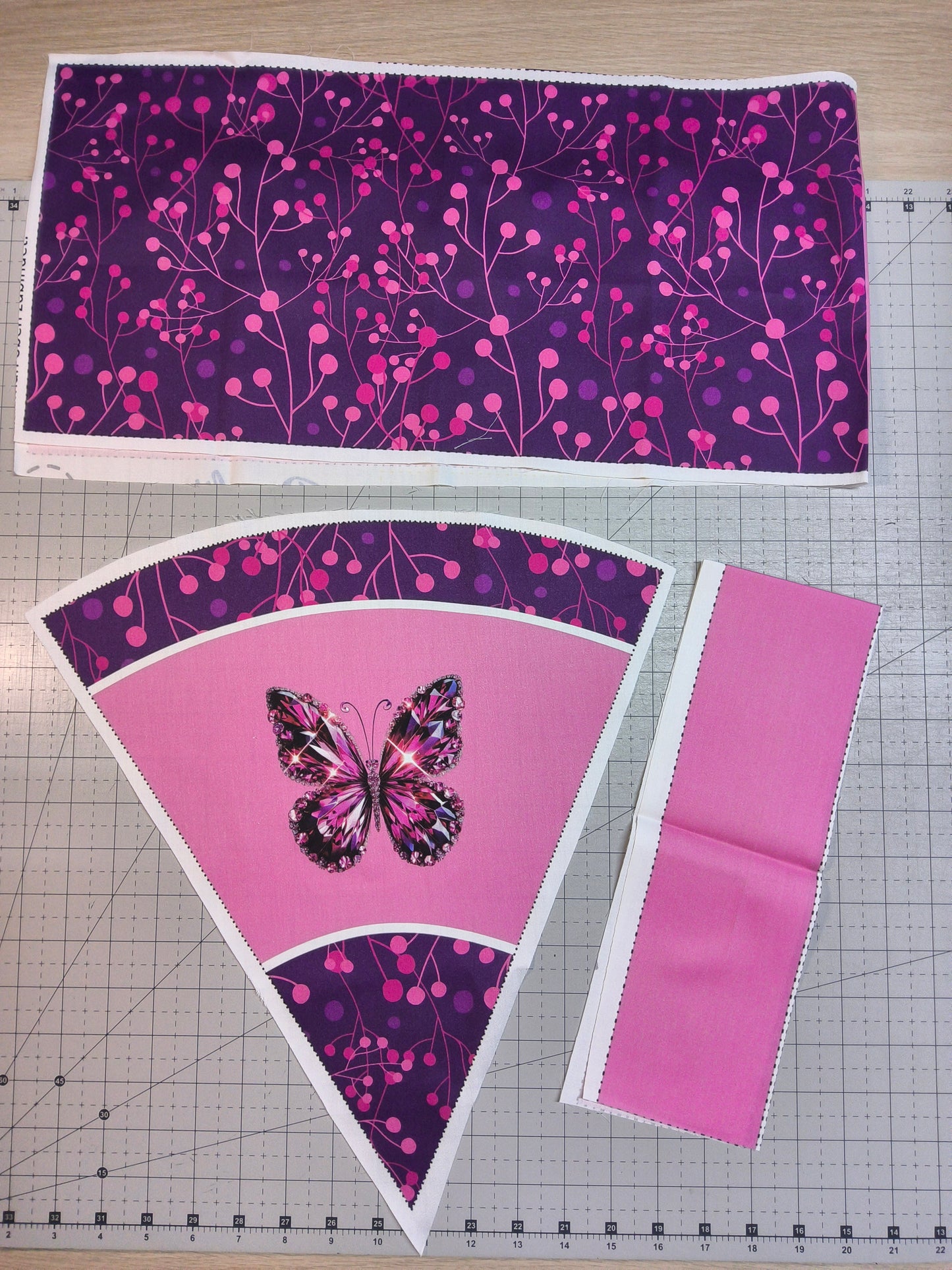 Sofortkauf 35cm: 35 cm (Geschwistertüte) aus Baumwolle als Nähset - "Schmetterling auf Berries pink" - wie abgebildet