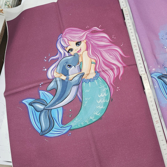 Sofortkauf: Baumwolle ca. 50 x 35 cm - Meerjungfrauen 2 Stück