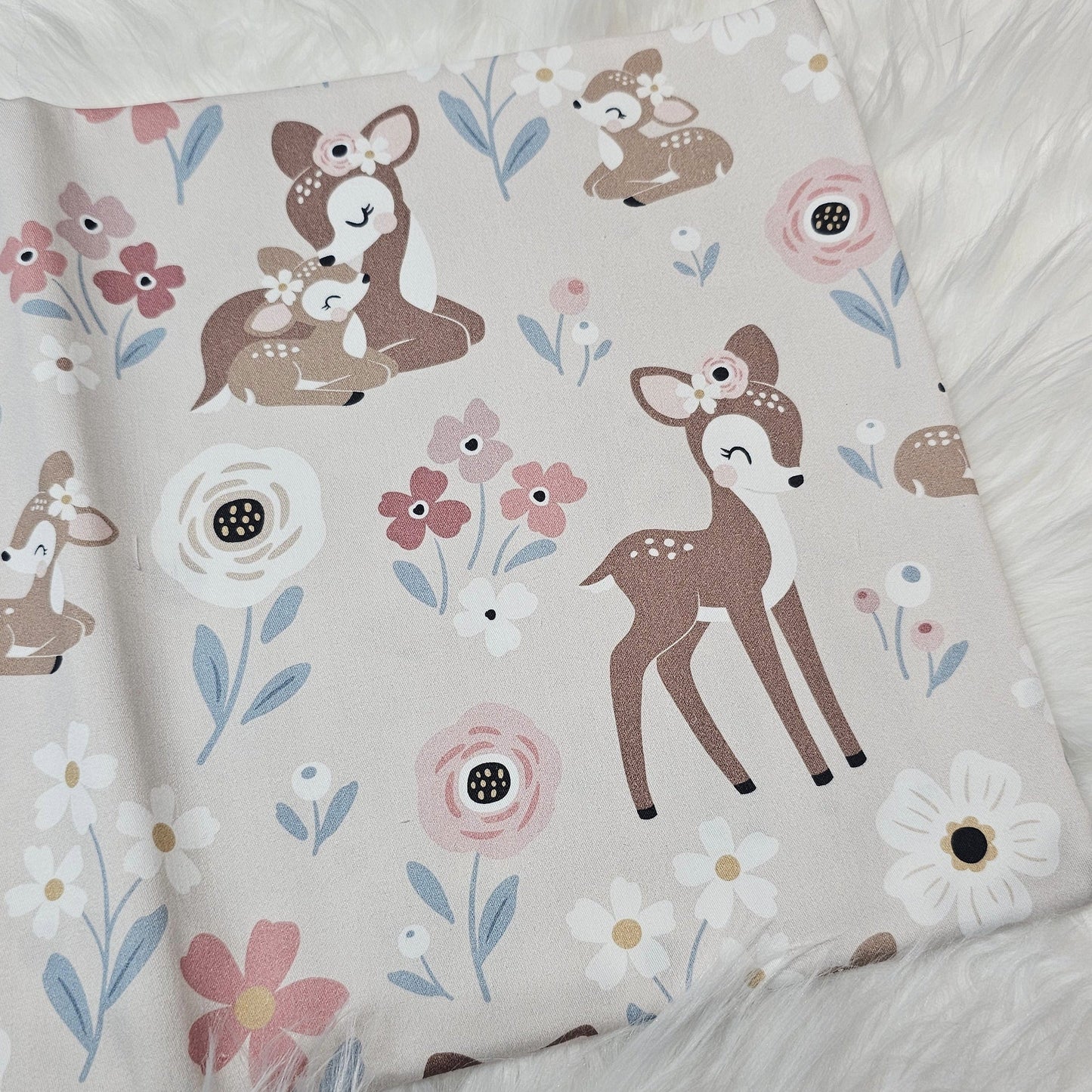 Sofortkauf: Baumwolle ca. 150 x 100 cm - Reh mit Rehkitz