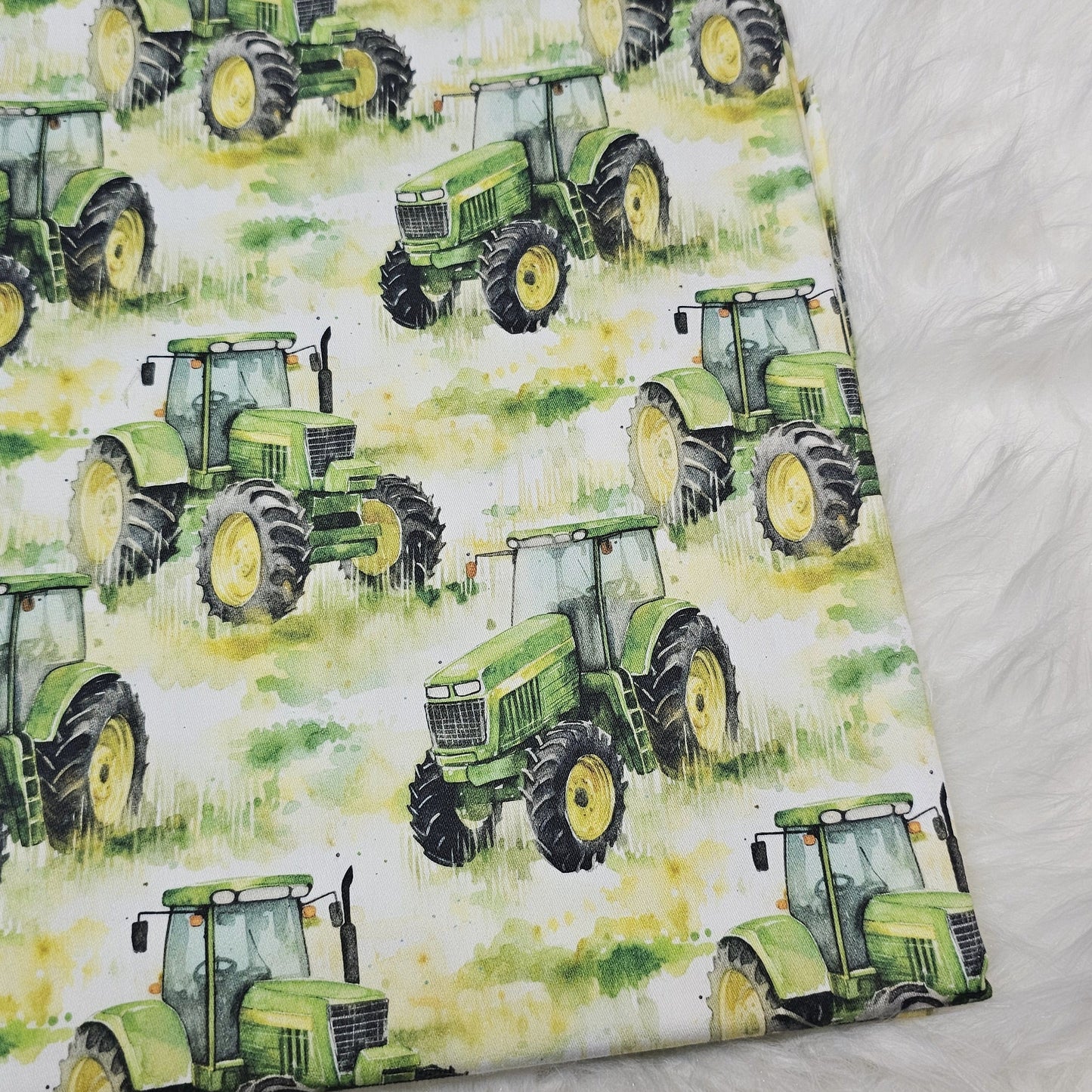 Sofortkauf: Baumwolle ca. 150 x 100 cm - Traktor grün