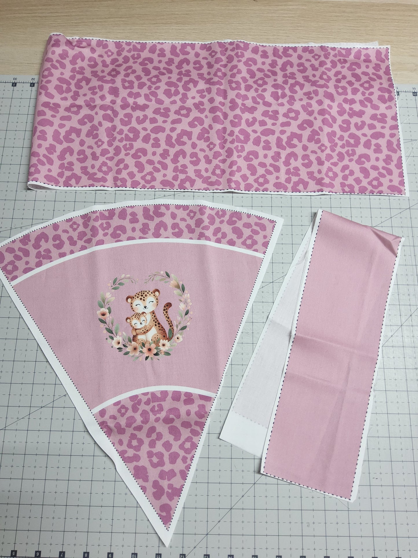 Sofortkauf 35cm: 35 cm (Geschwistertüte) aus Baumwolle als Nähset - "Pink Leo" - wie abgebildet