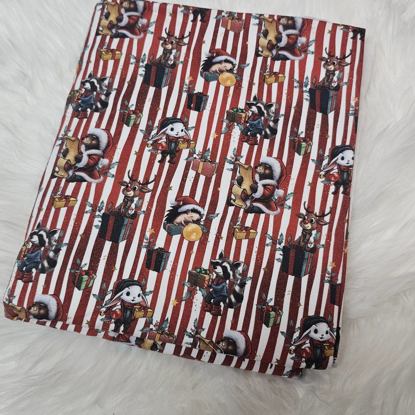 Sofortkauf: Jersey ca. 145 x 100 cm - Weihnachten rote Streifen