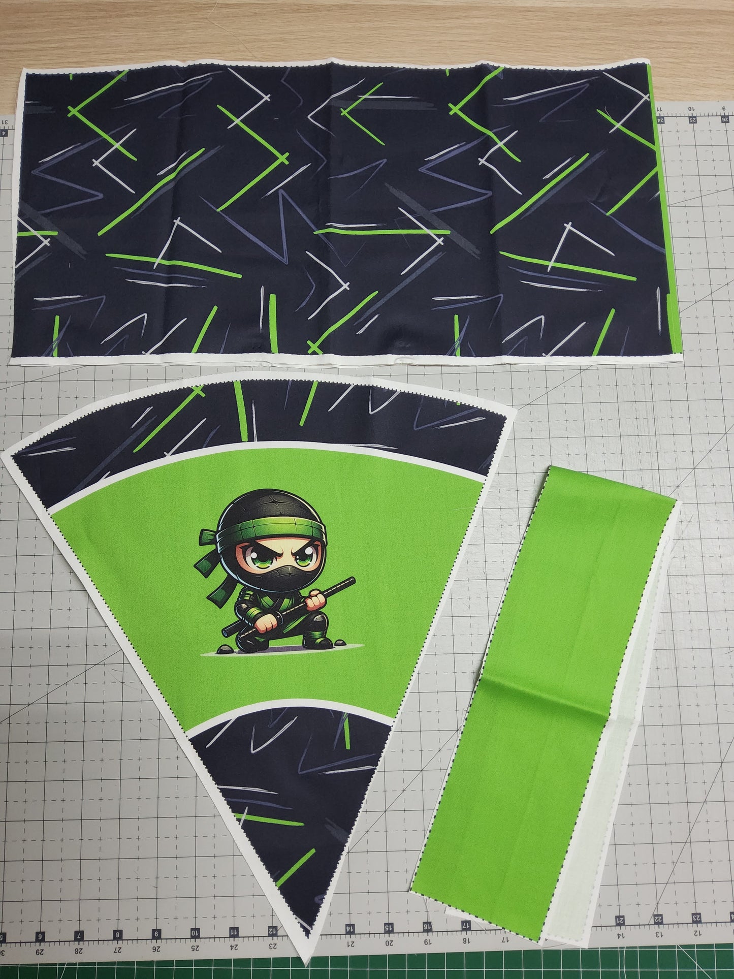 Sofortkauf 35cm: 35 cm (Geschwistertüte) aus Baumwolle als Nähset - "Ninja"- wie abgebildet