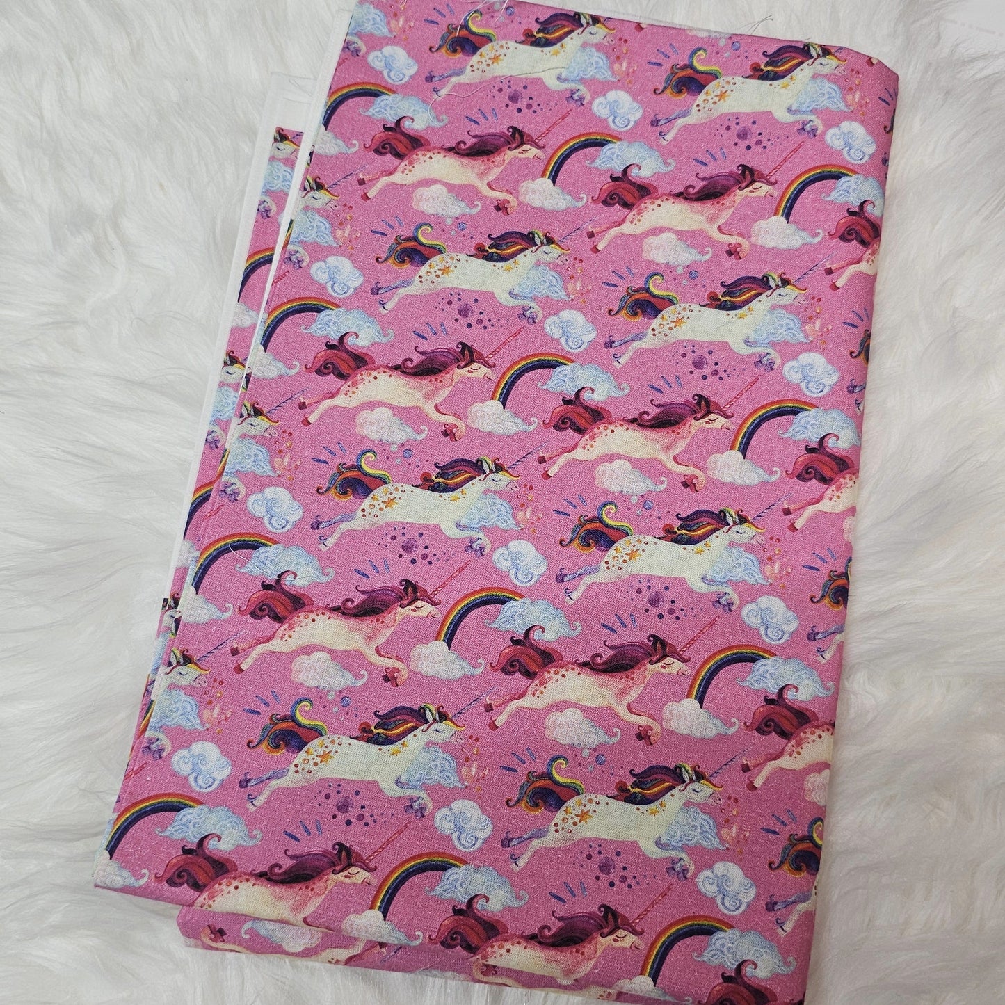 Sofortkauf: Baumwolle ca. 150 x 100 cm - Einhorn auf Pink