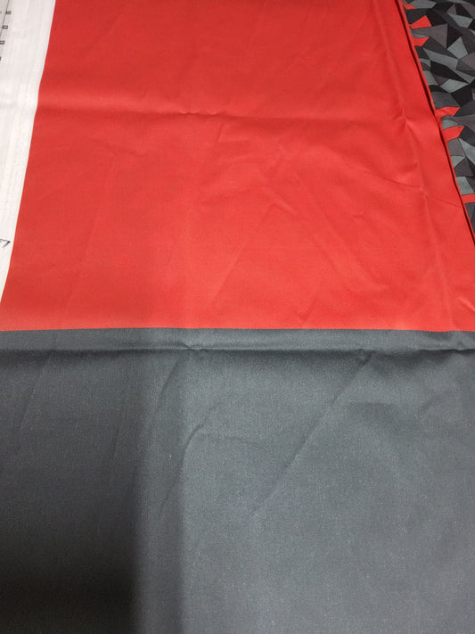 Sofortkauf: Baumwolle Stoffmix ca. 150 x 100 cm - Geometric Triangles Red mit 2 unifarben-(Fehler siehe Bild)