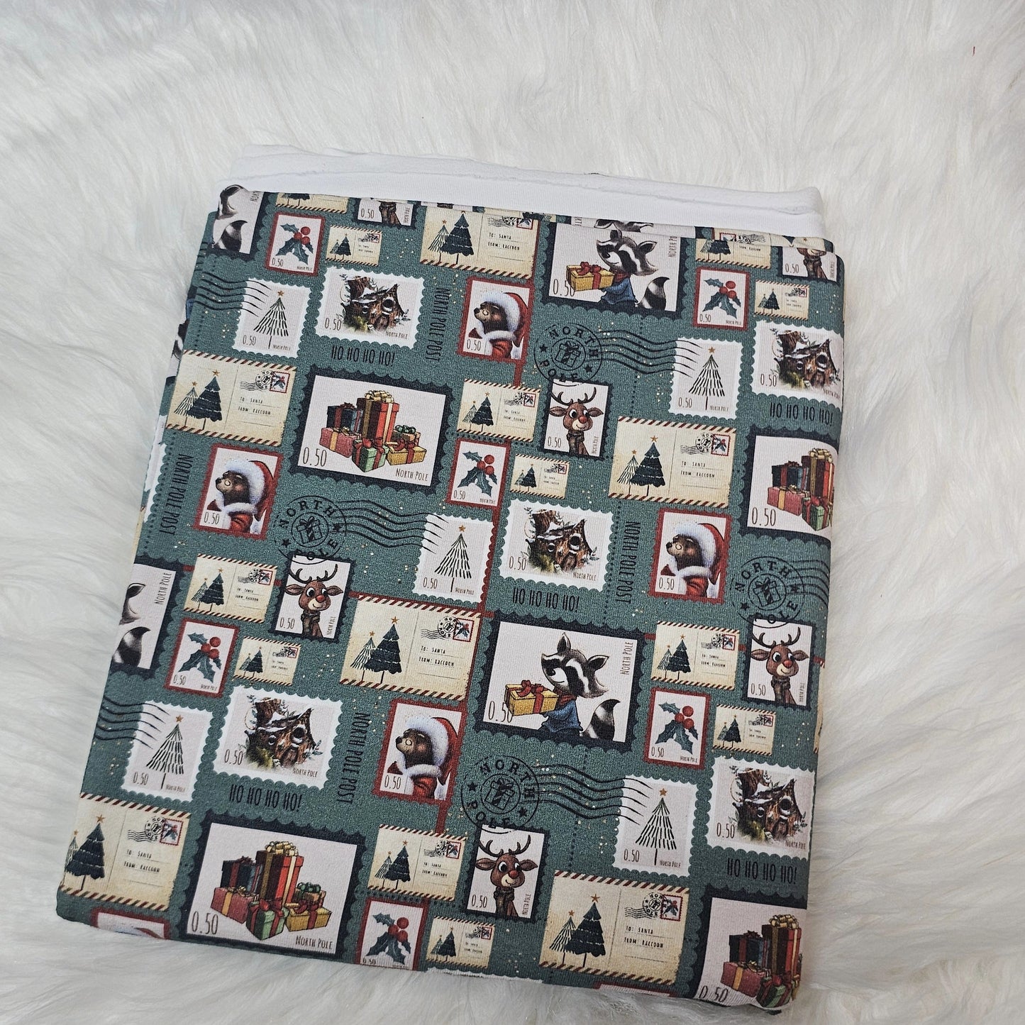 Sofortkauf: Jersey ca. 145 x 100 cm - Weihnachten Briefmarke