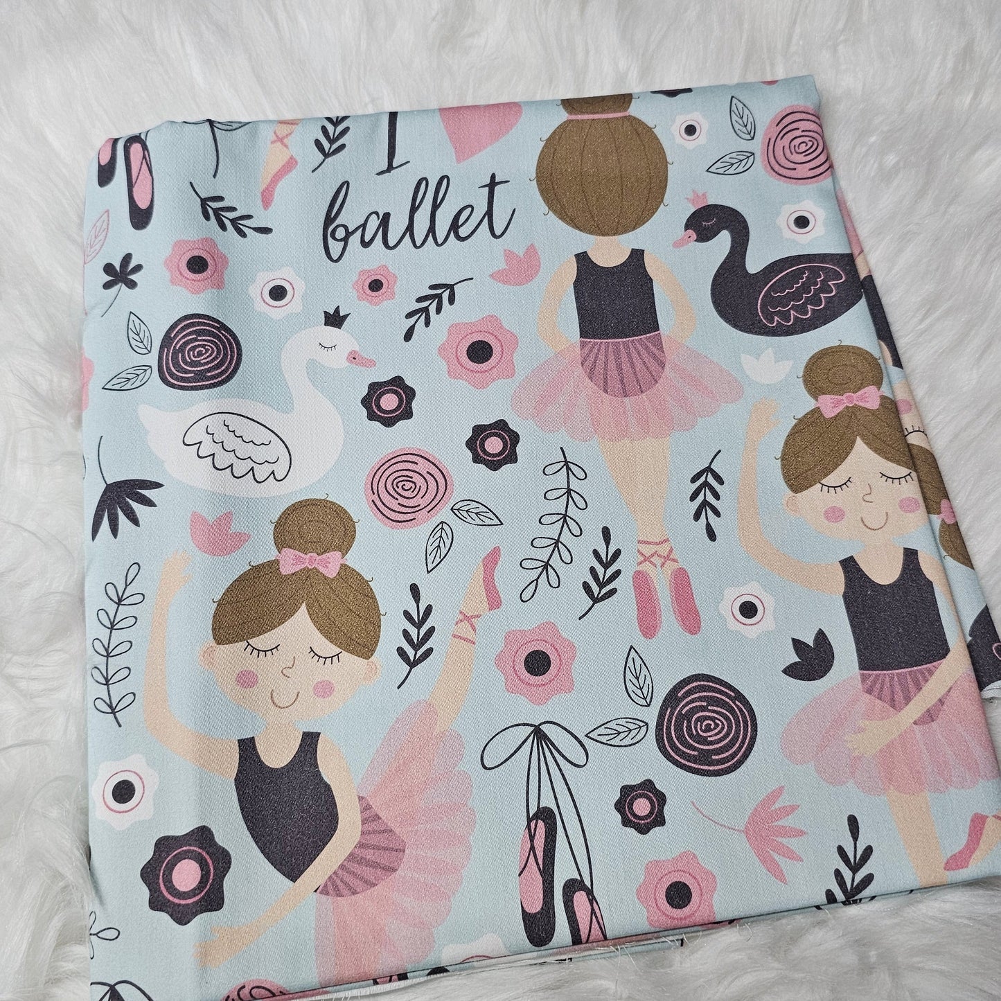 Sofortkauf: Baumwolle ca. 150 x 100 cm - Ballerina auf hellblau