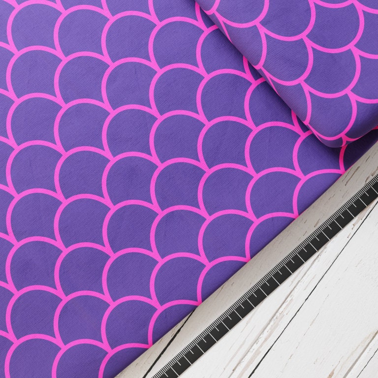Baumwollsatin: Meerjungfrauen Schuppen - perfekt für Schulüten, Accessoires zur Einschulung - Mermaid, Scales, Meerjungfrau