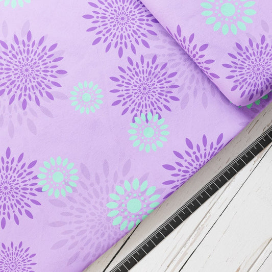 Baumwollsatin: Mandala Leaves - perfekt für Schultüten, Accessoires zur Einschulung - Lila, Blätter, Ice, Princess, Prinzessin