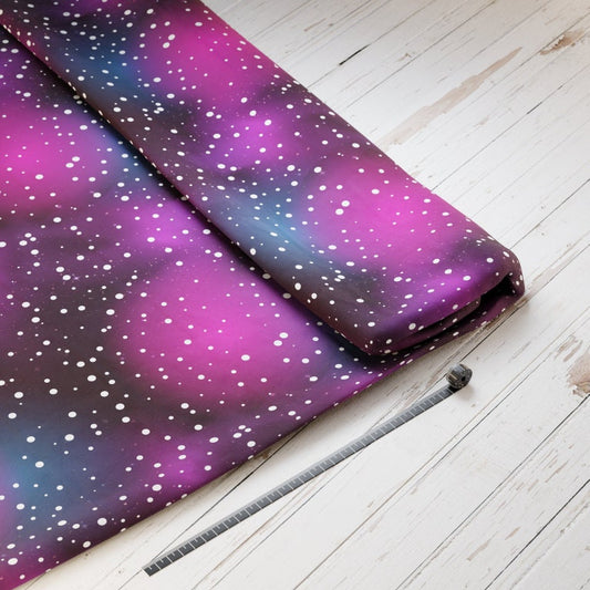 Baumwollsatin: Galaxy Pink Pattern - perfekt für Schultüten, Accessoires zur Einschulung - Galaxie Pink, Universum, Milchstraße, Weltall
