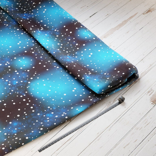 Baumwollsatin: Galaxy Blue Pattern - perfekt für Schultüten, Accessoires zur Einschulung - Galaxie Blau, Universum, Milchstraße, Weltall