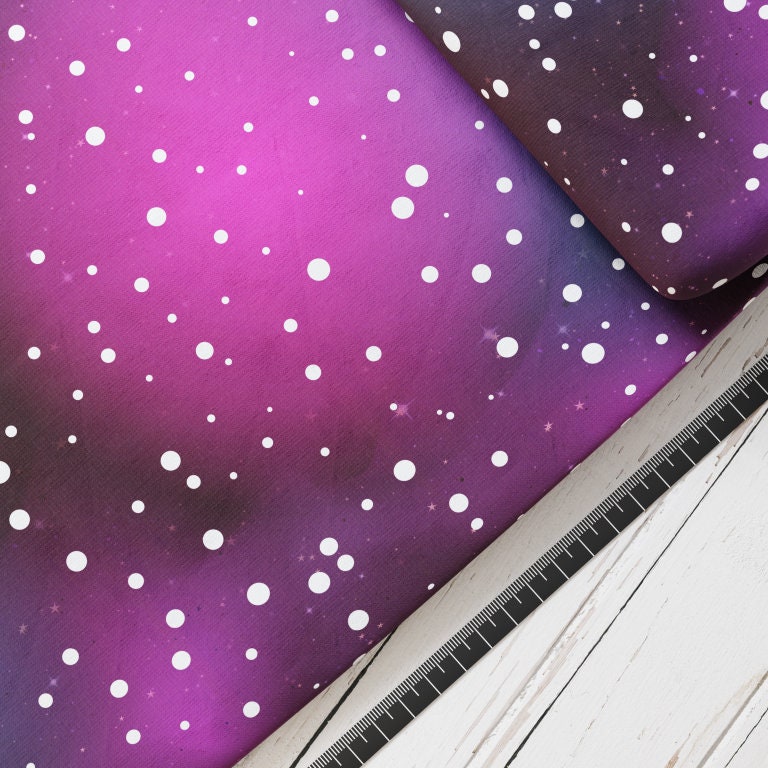 Baumwollsatin: Galaxy Pink Pattern - perfekt für Schultüten, Accessoires zur Einschulung - Galaxie Pink, Universum, Milchstraße, Weltall