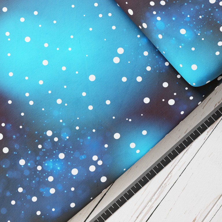 Baumwollsatin: Galaxy Blue Pattern - perfekt für Schultüten, Accessoires zur Einschulung - Galaxie Blau, Universum, Milchstraße, Weltall