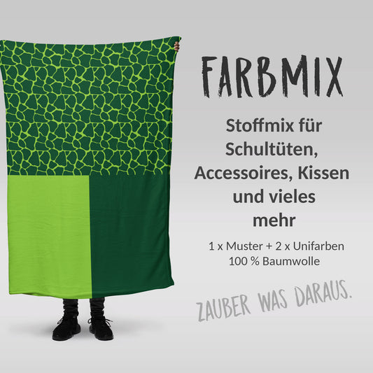 Stoffmix PANEL: Dino Schuppen GRÜN (97 cm x 150 cm) - perfekt für Schultüten & Accessoires zur Einschulung | Dinos, T-Rex, Schuppen