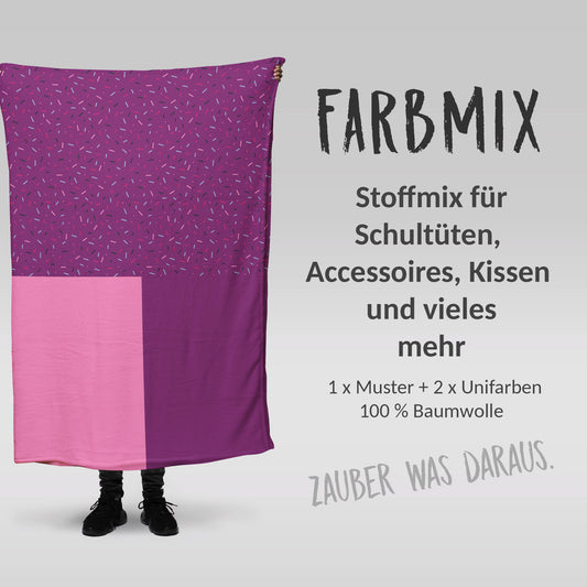Stoffmix PANEL: Konfetti Lila (97 cm x 150 cm) - perfekt für Schultüten & Accessoires zur Einschulung | Sprinkles, Bunt, Party