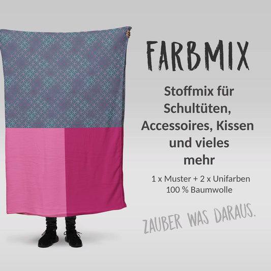 Stoffmix PANEL: Color Circles (97 cm x 150 cm) - perfekt für Schultüten & Accessoires zur Einschulung | Kreise, Bunt, Hearts, Pink, Hellblau