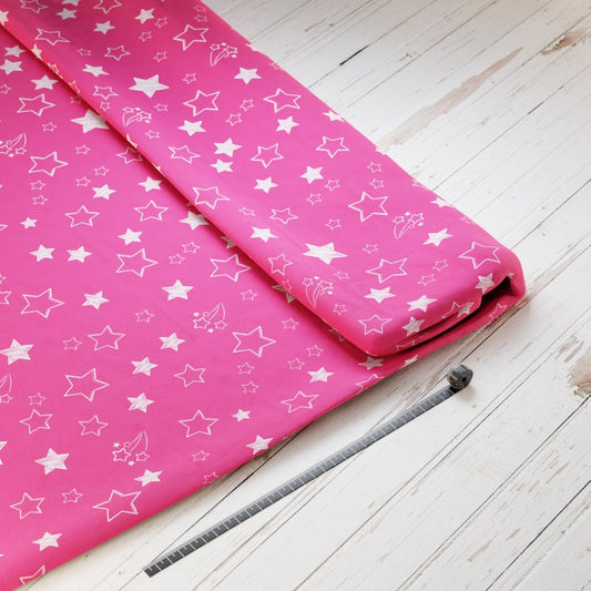 Baumwollsatin: Sterne Pink - perfekt für Schultüten, Accessoires zur Einschulung - Sterne, Stars, Pink