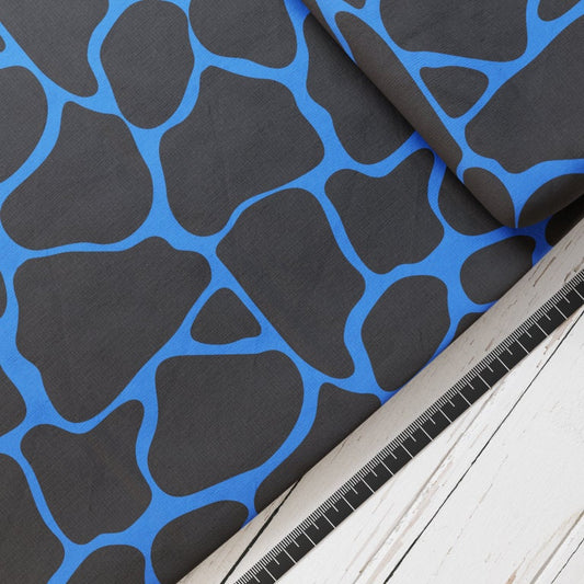 Baumwollsatin: Dino Schuppen Royalblau - perfekt für Schultüten, Accessoires zur Einschulung - Dino, T-Rex, Dinosaurier