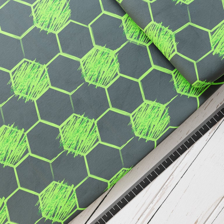 Baumwollsatin: Fußball Dunkel-Grün - perfekt für Schultüten, Accessoires zur Einschulung - Soccer, Fußball, Spielfeld