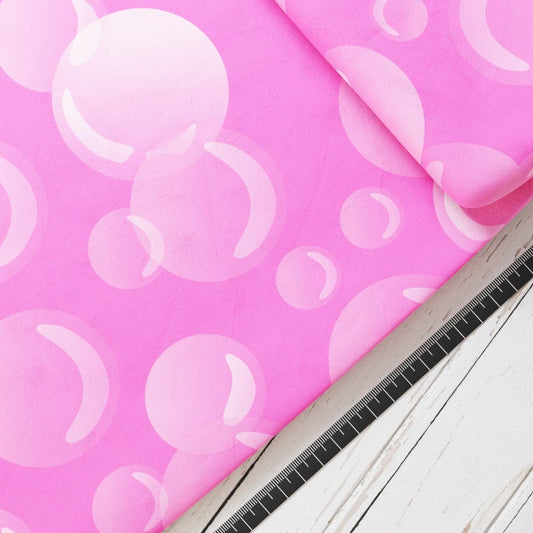 Baumwollsatin: Seifenblasen Pink - perfekt für Schultüten, Accessoires zur Einschulung - Blasen, Bubbles, Rosa