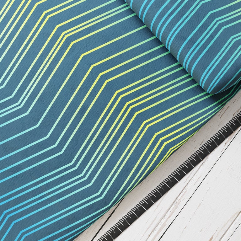 Baumwollsatin: Robot Stripes - perfekt für Schultüten, Accessoires zur Einschulung - Roboter, Streifen, Farbverlauf, Linien