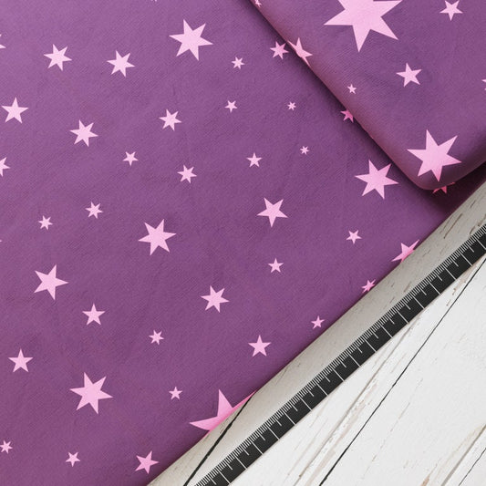 Baumwollsatin: Sterne Rosa / Burgund - perfekt für Schultüten, Accessoires zur Einschulung - Stars, Unicorn, Einhorn